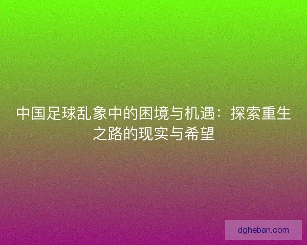 中国足球乱象中的困境与机遇：探索重生之路的现实与希望